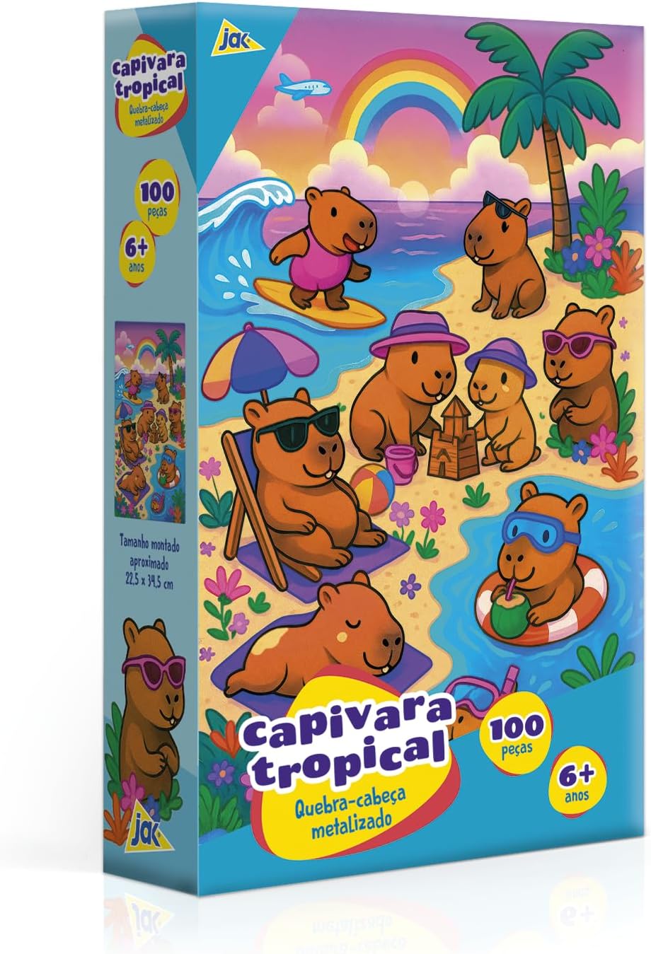 Toyster - Quebra-Cabeça - Capivara Tropical - 100 peças - Metalizado - JAK
