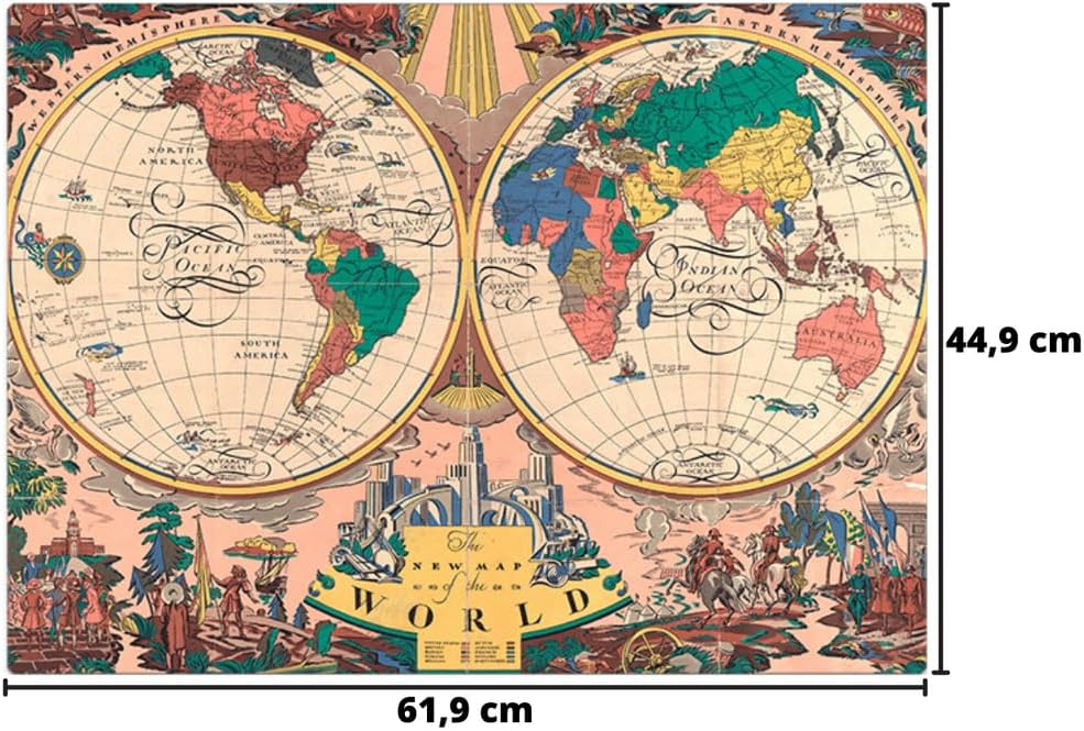 Toyster - Quebra-cabeça: O Novo Mapa do Mundo: 1928-1000 peças - Game Office - Imagem 4