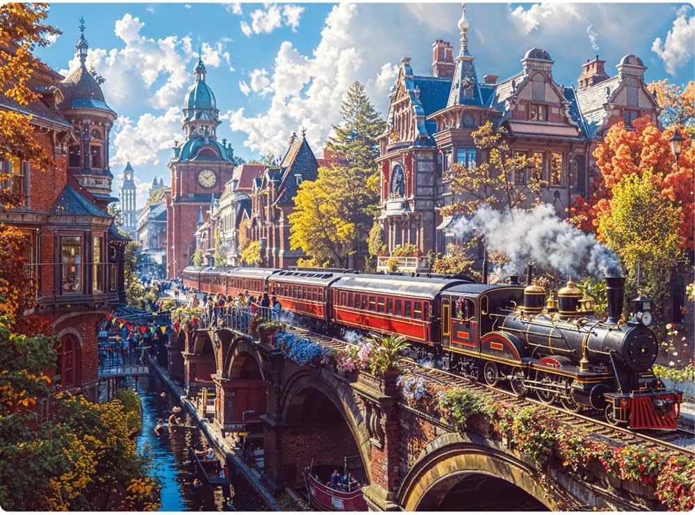Toyster - Quebra-cabeça: Trem pela cidade - 1000 peças - Game Office - Imagem 3