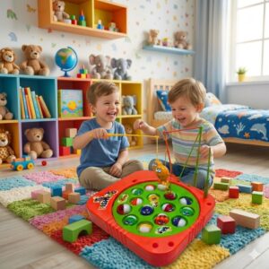 Brinquedo Pega Peixe Infantil com Som – Jogo de Pescaria Maluca a Pilha com 15 Peixinhos Coloridos e 3 Varas de Pesca Diversão Para Toda Família Brinquedo Educativo a Partir de 3 Anos Presente Ideal