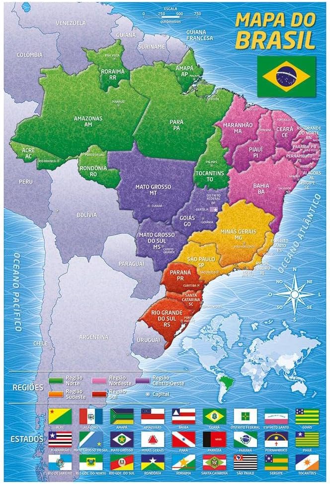 Quebra-Cabeça Mapa do Brasil 200 Peças - Grow - Imagem 3