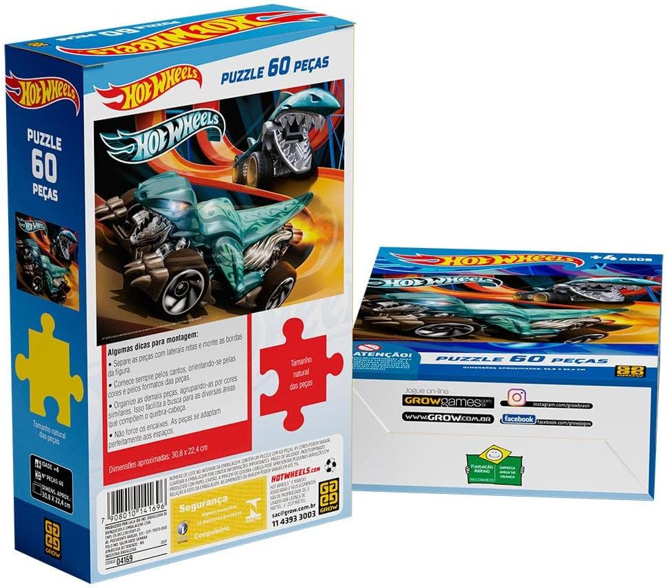 Quebra-cabeça, Grow, Hot Wheels, 60 Peças - Imagem 4