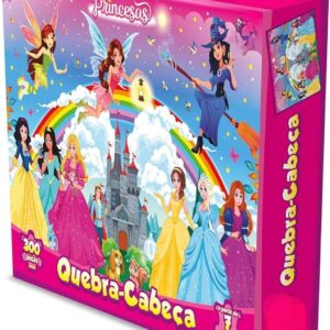 Quebra-Cabeça Infantil 300 Peças, Tema Princesas e Fadas, Colorido, para Crianças acima de 7 anos, Castelo Encantado