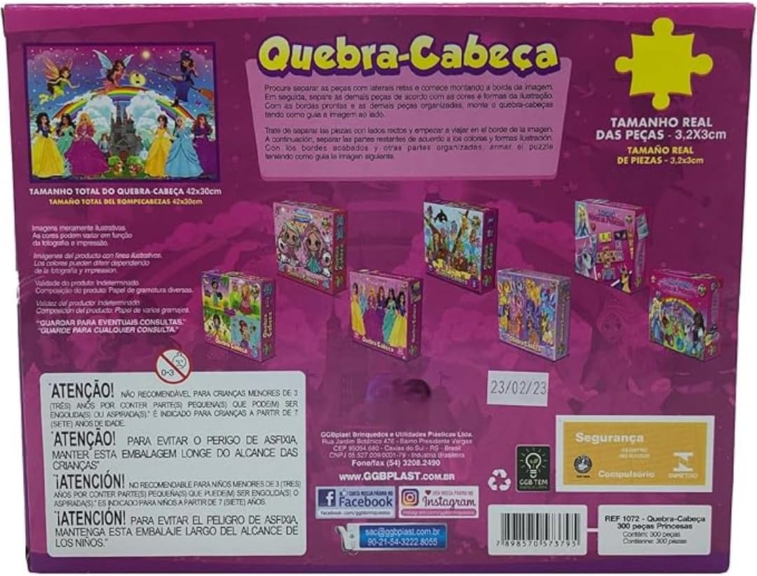 Quebra-Cabeça Infantil 300 Peças, Tema Princesas e Fadas, Colorido, para Crianças acima de 7 anos, Castelo Encantado - Imagem 4