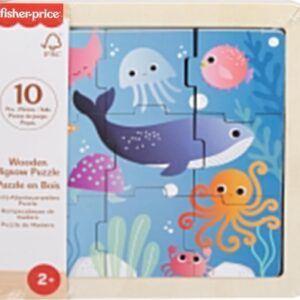 Fisher-Price Mini quebra-cabeças de madeira inclui 1 puzzle com 9 peças fáceis de conectar.