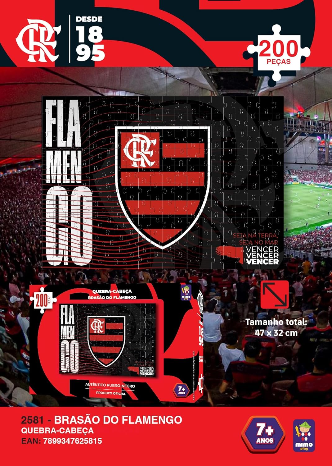 Flamengo, quebra cabeça Brasão Flamengo, 200 peças, Mimo brinquedos - Imagem 4
