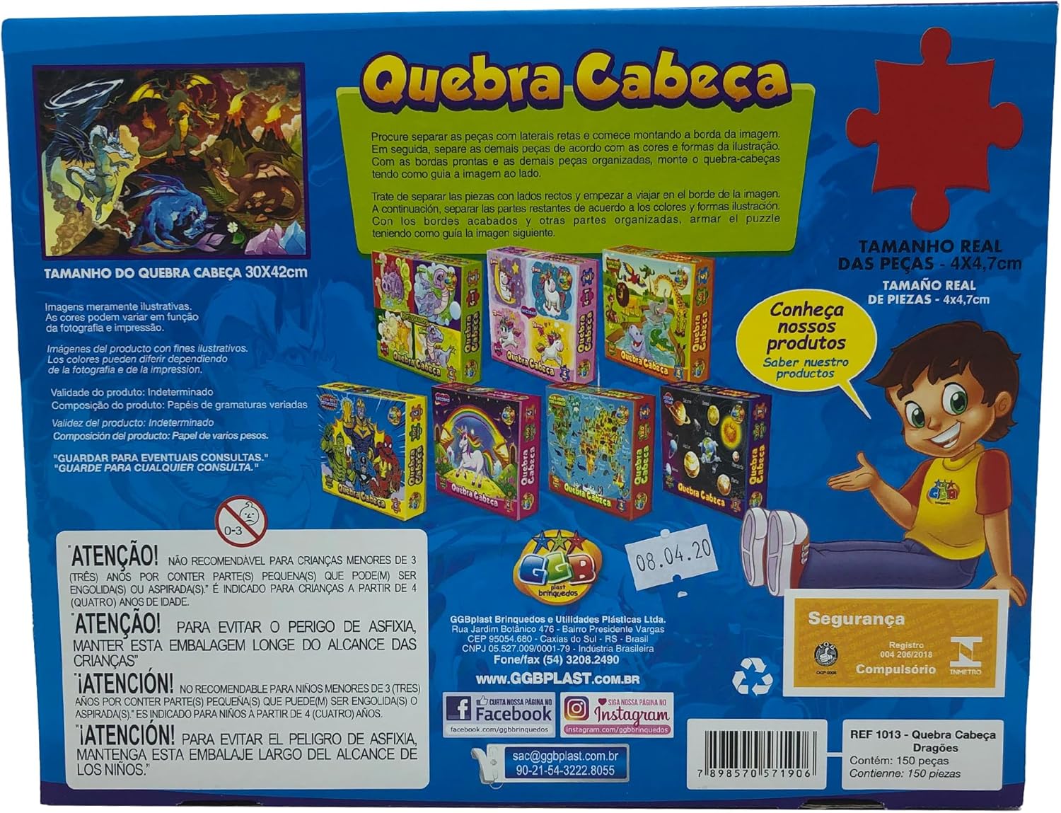 GGB Plast Quebra-Cabeça Infantil Dragões 150 Peças - Imagem 3