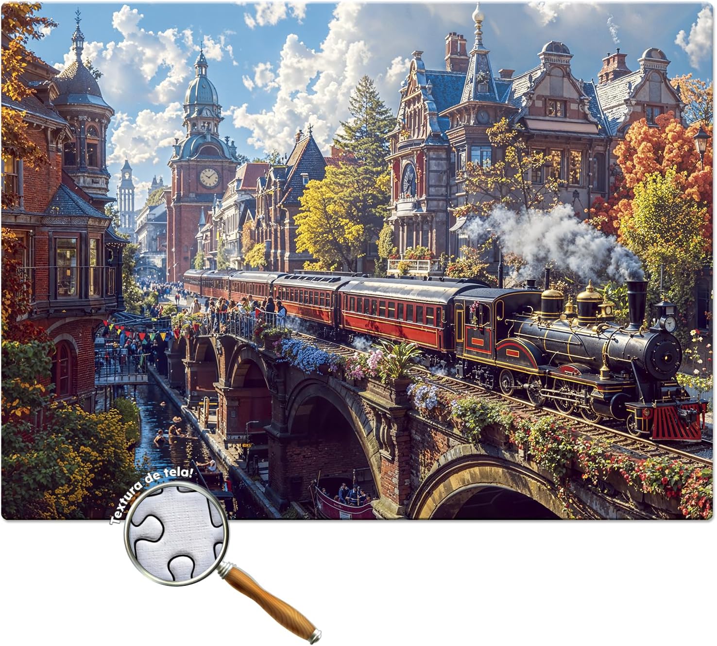 Toyster - Quebra-cabeça: Trem pela cidade - 1000 peças - Game Office - Imagem 4