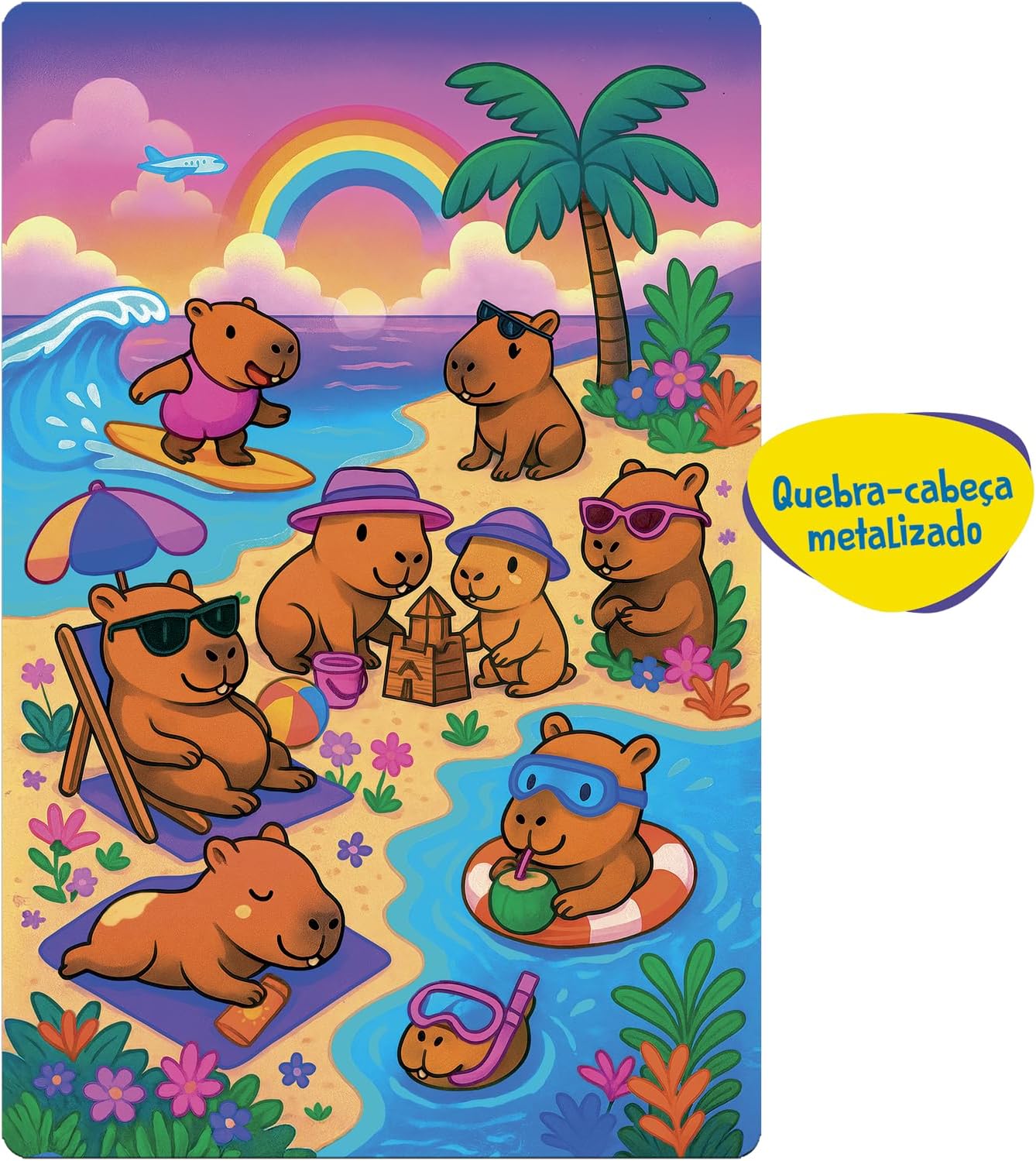 Toyster - Quebra-Cabeça - Capivara Tropical - 100 peças - Metalizado - JAK - Imagem 3