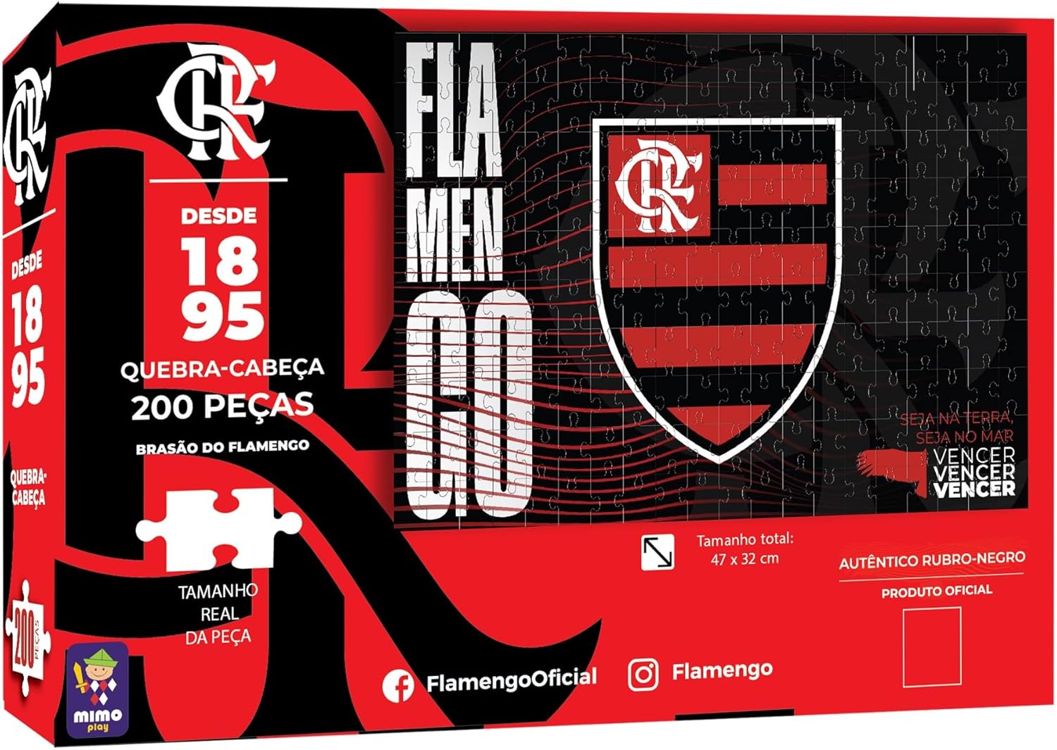 Flamengo, quebra cabeça Brasão Flamengo, 200 peças, Mimo brinquedos - Imagem 3