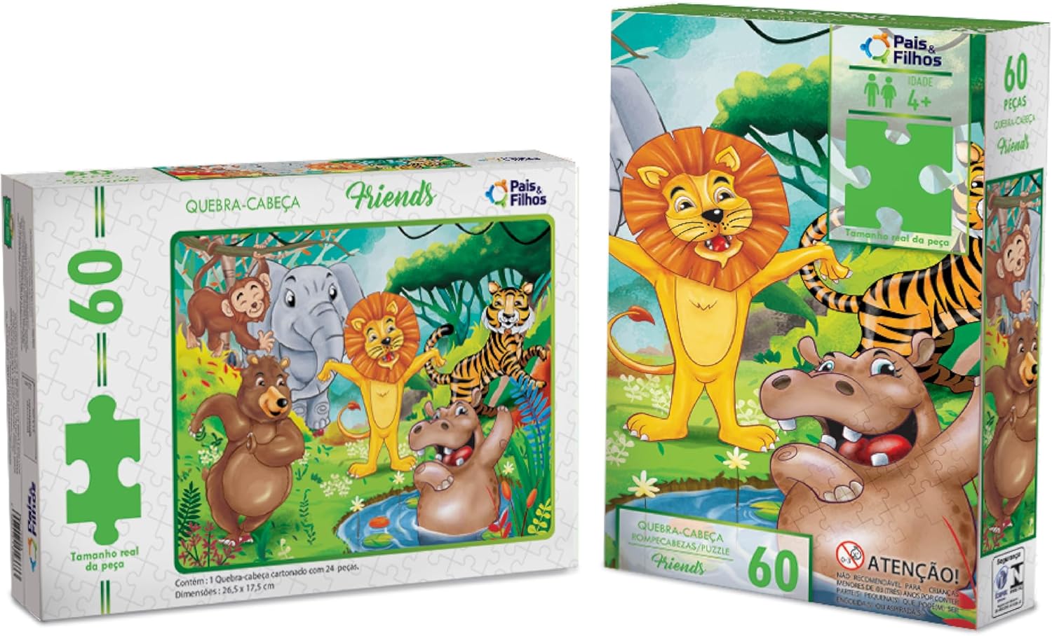 Pais & Filhos | Quebra-Cabeça Infantil Friends 60 Peças | Educativo 4+ Anos | Desenvolve Coordenação e Raciocínio | Puzzle Colorido - Imagem 3