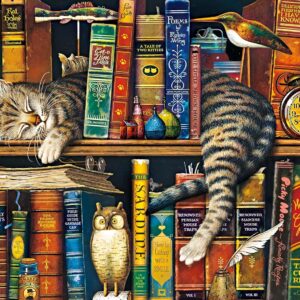 Quebra-Cabeça 1000 Peças – O Gato Frederick the Literate, Os Gatos de Charles Wysocki | Com Pôster | Adulto e Infantil | Qualidade Premium | Presente Criativo Relaxante | 70x50cm Montado