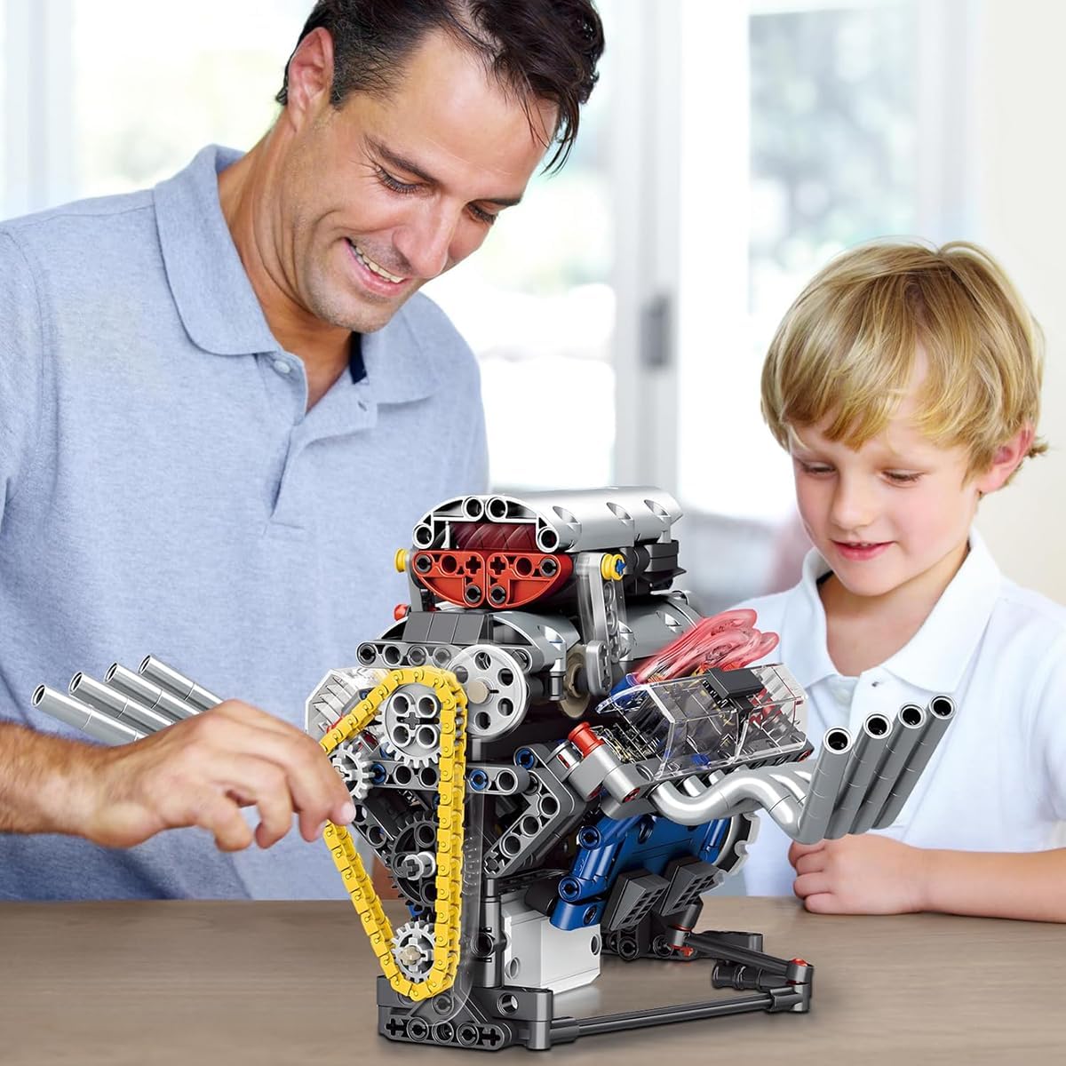 Blocos de Montar Construção de Motor V8 Modelo Kits Brinquedos (665 Peças) - Imagem 6