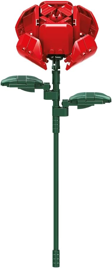 Blocos de Montar - BAUE NATURE - Flor Rosa Vermelha - Colecionável - 125 Peças - Imagem 2