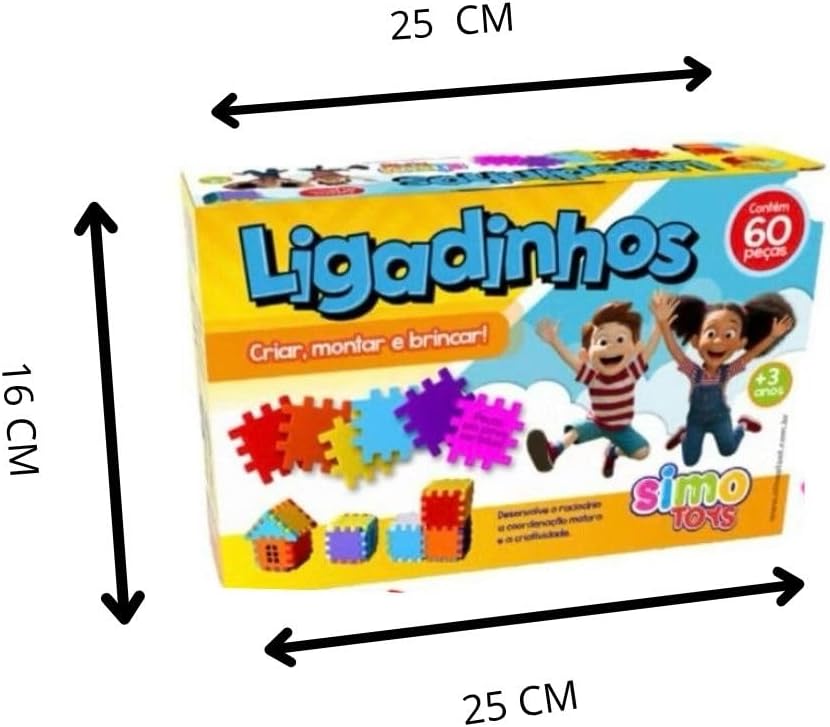 Blocos de Montar Ligadinhos 60 Peças Coloridas Kit Educativo para Crianças Apartir de 3Anos Construção Geométrica - Imagem 4