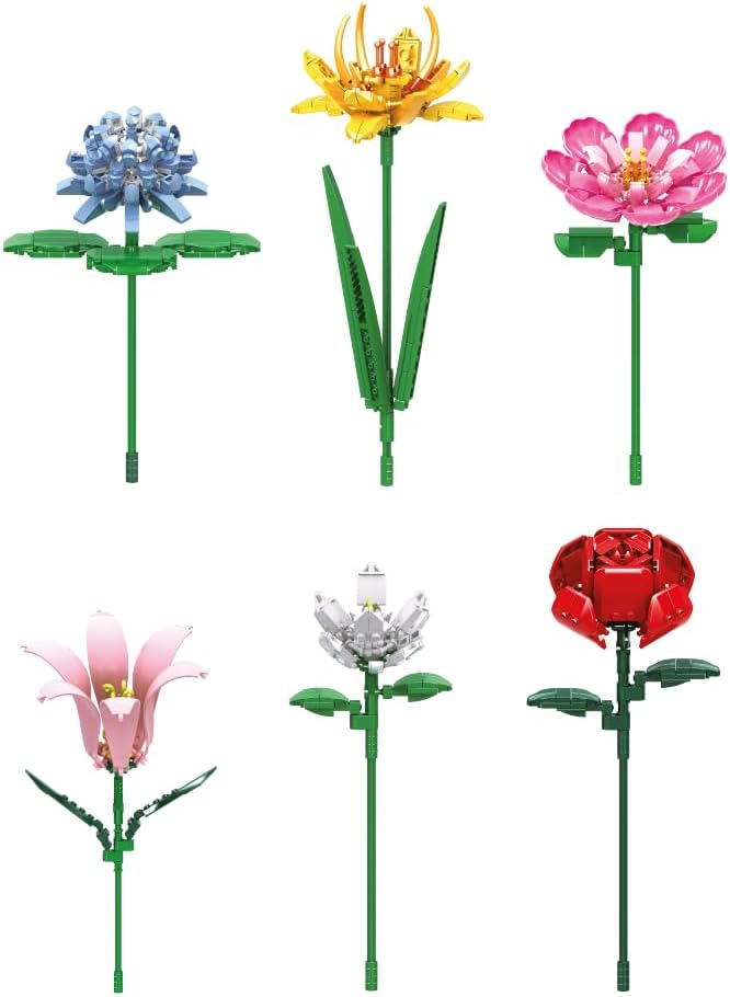 Blocos de Montar - BAUE NATURE - Flor Rosa Vermelha - Colecionável - 125 Peças - Imagem 4