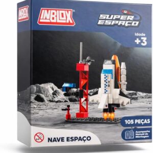 Brinquedo de Montar Educativo Kit Blocos de Construção Espacial, Nave Espaço - 105 peças (+3 anos)