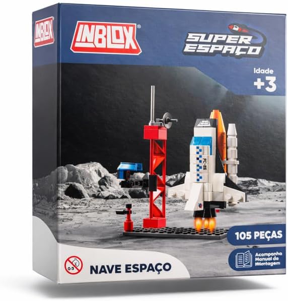 Brinquedo de Montar Educativo Kit Blocos de Construção Espacial, Nave Espaço - 105 peças (+3 anos)