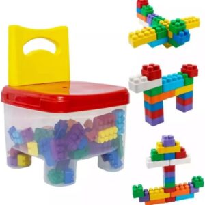 Cadeira Infantil Educativa com Blocos de Montar 50 Peças Coloridas Brinquedo de Construção