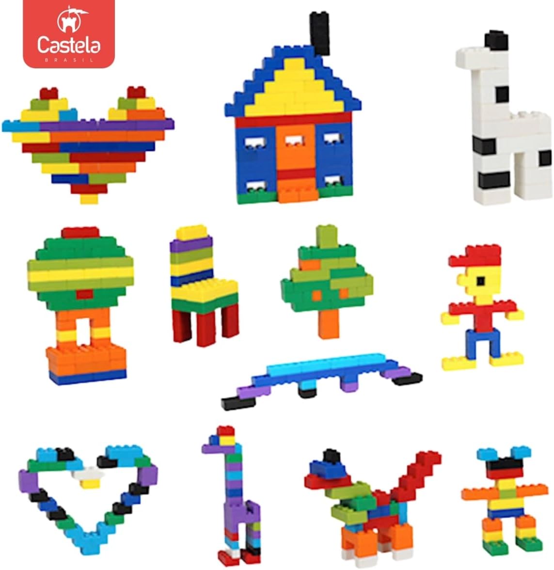 Brinquedo Blocos De Montar Educativo 1000 Peças Castela - Imagem 4