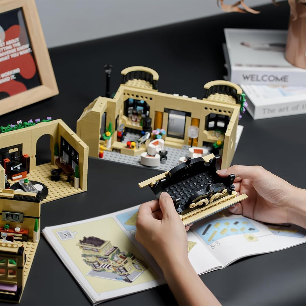 Blocos de Montar Construção Brinquedo STEM Arquitetura Edifício Casa de Café DIY 4.9mm Compatível (1443 Peças) - Imagem 6