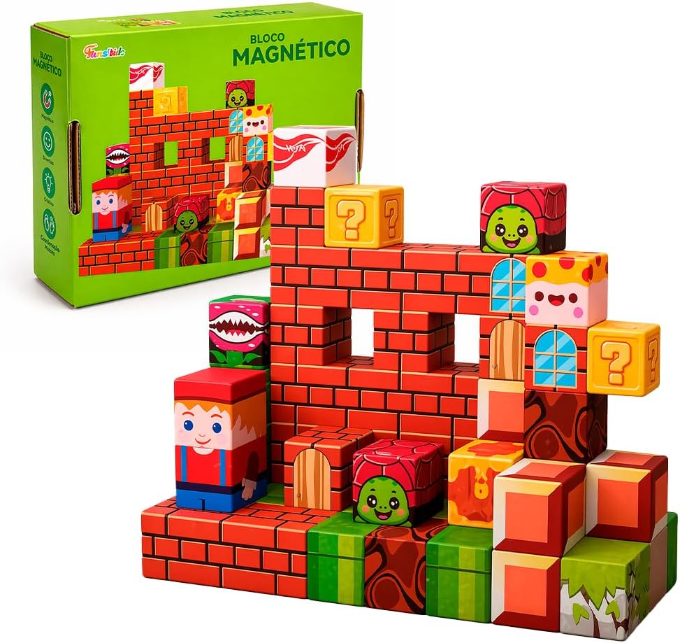 Blocos Magneticos De Montar 60 Peças Cubo Estilo Pixel Forte Imantado - Brinquedo Magnetico Infantil De Montar Criativo 3+ Anos