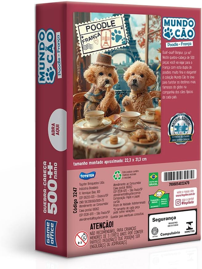 Toyster - Quebra-cabeça: Coleção Mundo Cão - Poodle Francês - 500 peças nano - Game Office - Imagem 2
