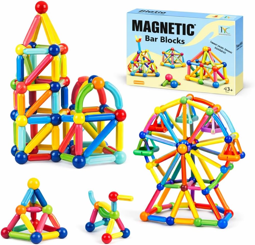 Blocos de Montar Magnéticos 84 Peças Brinquedo Educativo Infantil Construção Criativo STEM 3D (Multicolorido, 84) - Imagem 8