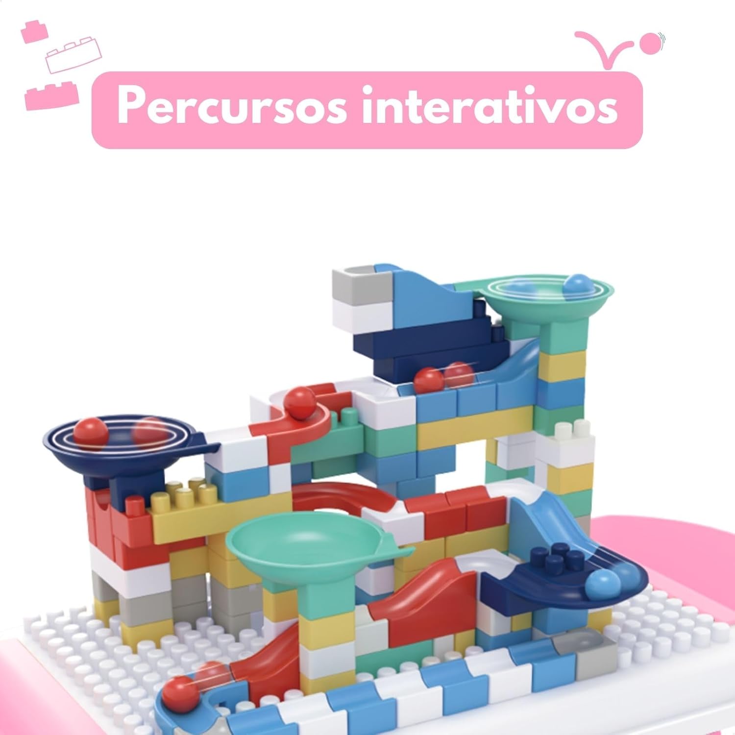Mesa de Atividades Interativa Educativa Infantil Com Blocos de Montar Coloridos - Imagem 3