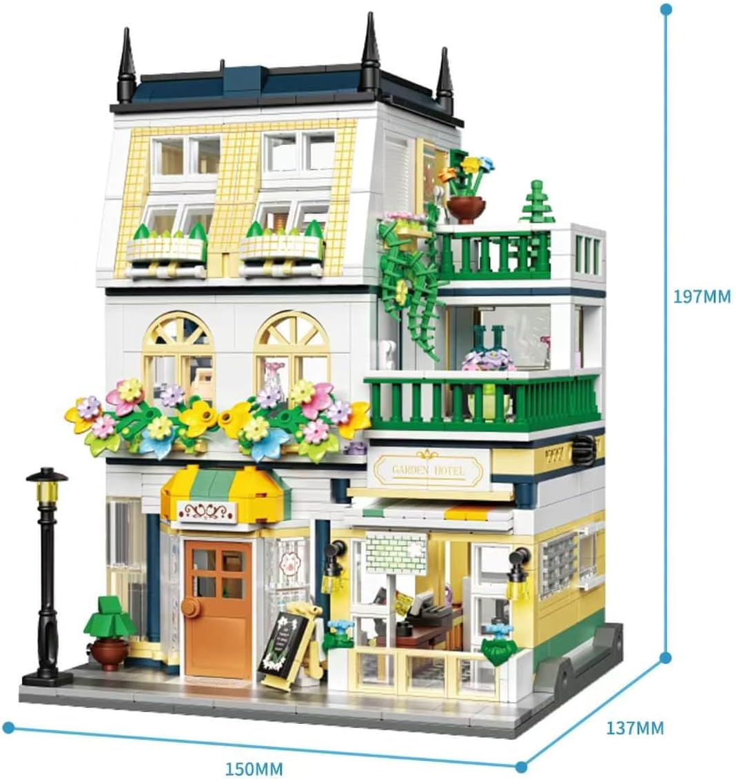 Blocos de Montar Construção City Garden Hotel - Modelos de Casas, Blocos para Adultos e Adolescentes - Imagem 2