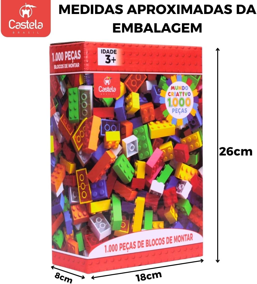 Brinquedo Blocos De Montar Educativo 1000 Peças Castela - Imagem 2