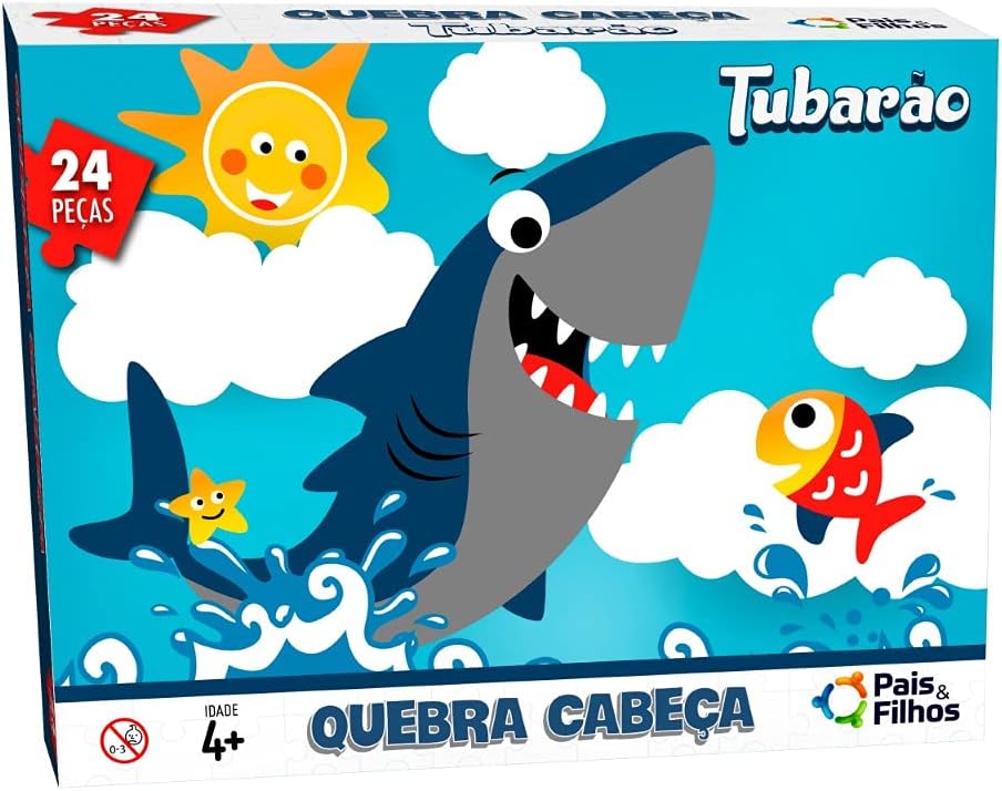 Pais & Filhos Quebra - Cabeça Tubarão - 24 Pçs, Sortidas