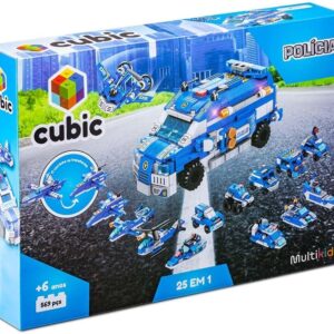 Blocos de Montar Cubic 25 em 1 Pol�cia 569 Pe�as Multikids - BR1619