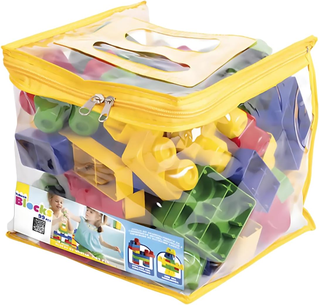 Brinquedo Educativo Pedagógico Blocos de Montar com Bolsa Organizadora para Crianças (99 peças)