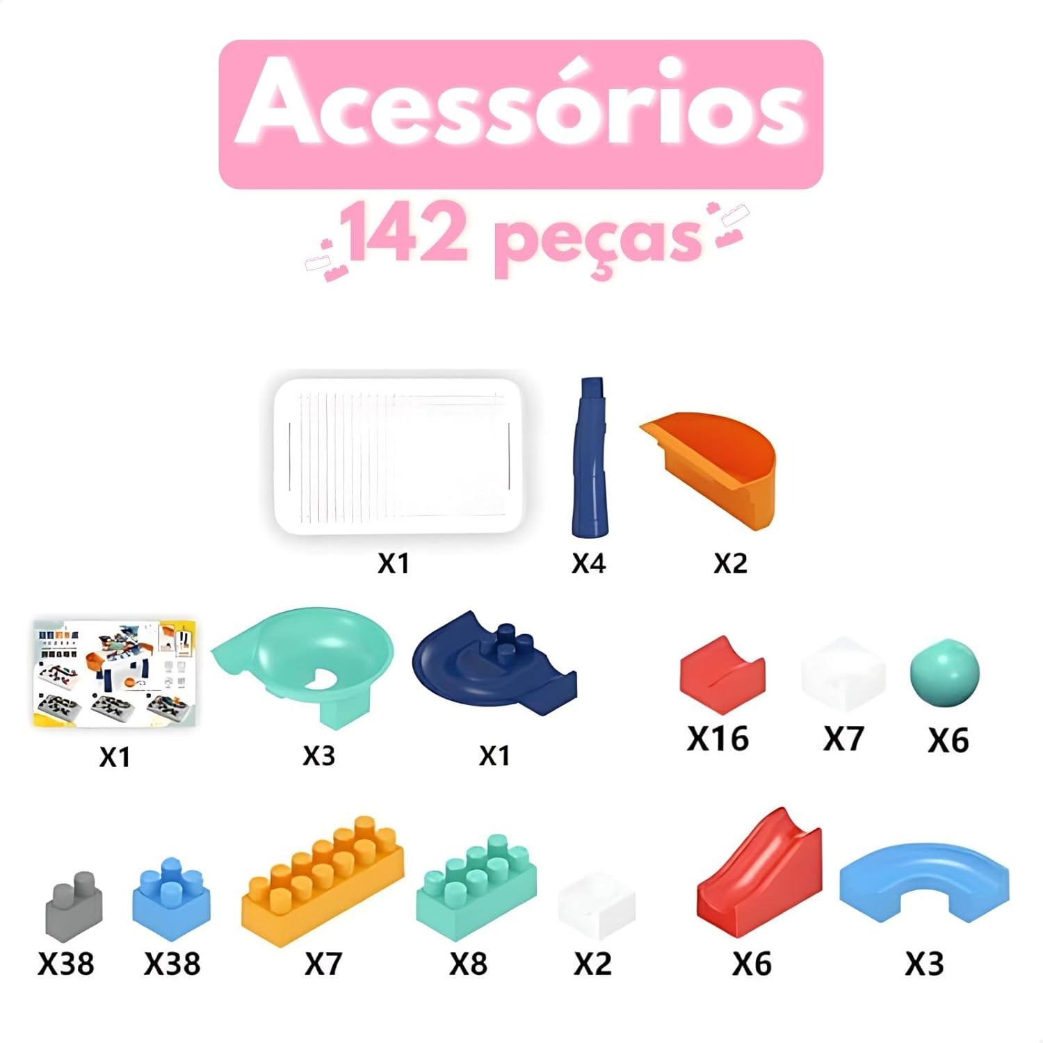 Mesa de Atividades Interativa Educativa Infantil Com Blocos de Montar Coloridos - Imagem 5