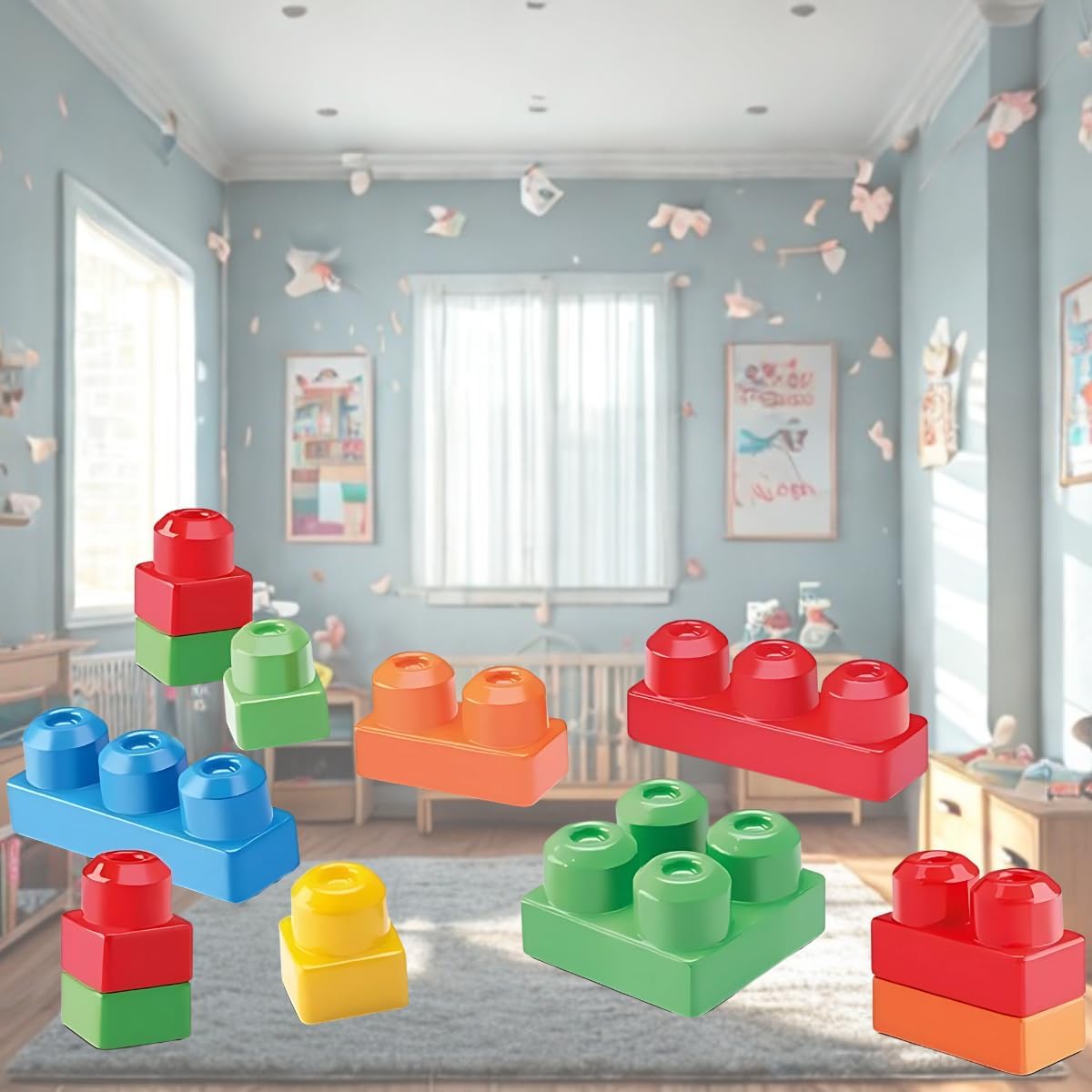 Brinquedo Educativo Pedagógico Blocos de Montar com Bolsa Organizadora para Crianças (99 peças) - Imagem 7