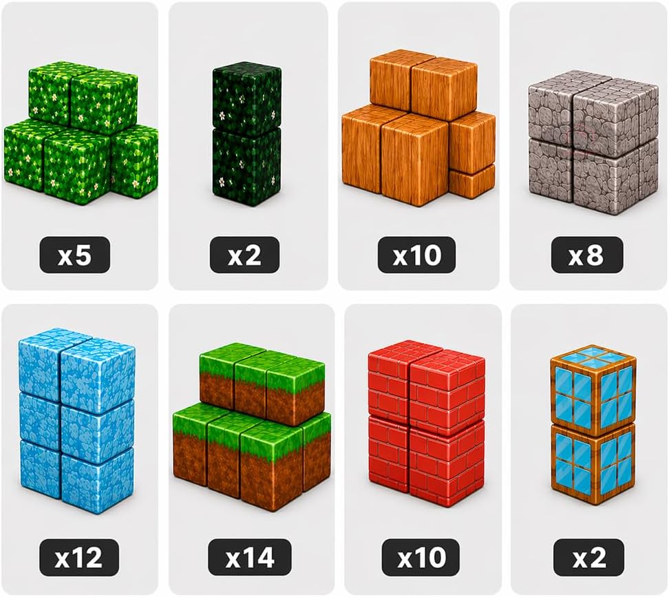Blocos Magneticos De Montar 60 Peças Cubo Estilo Pixel Forte Imantado - Brinquedo Magnetico Infantil De Montar Criativo 3+ Anos - Imagem 6