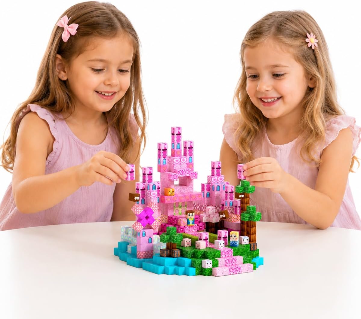 Blocos Magneticos Infantil Feminino de Montar - 80 Peças, Bloco de Montar, Cubo Magnetico, Conjunto De Construção De Mundo Florestal, Brinquedos Sensoriais Stem Montessori - Imagem 4