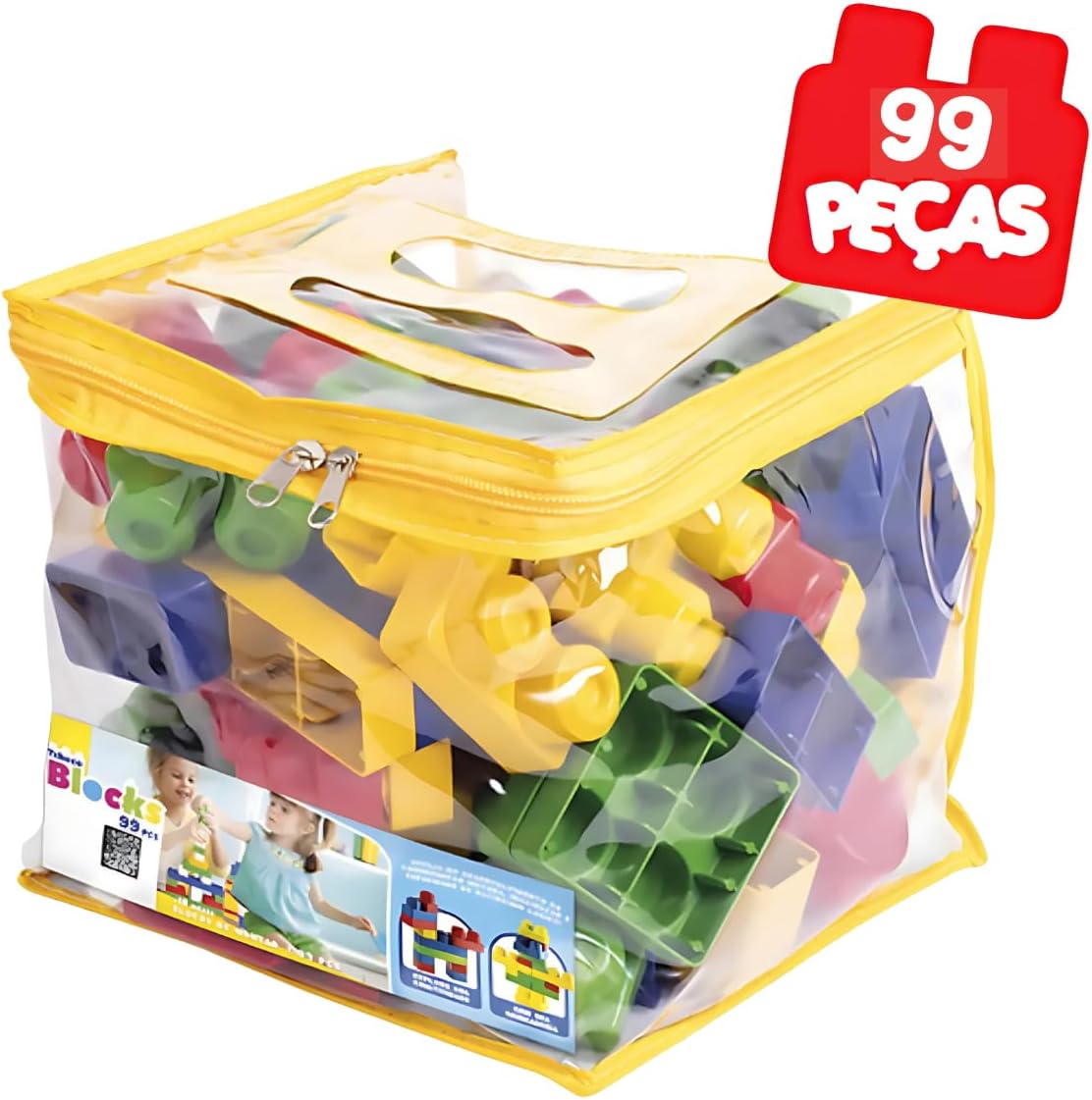 Brinquedo Educativo Pedagógico Blocos de Montar com Bolsa Organizadora para Crianças (99 peças) - Imagem 8