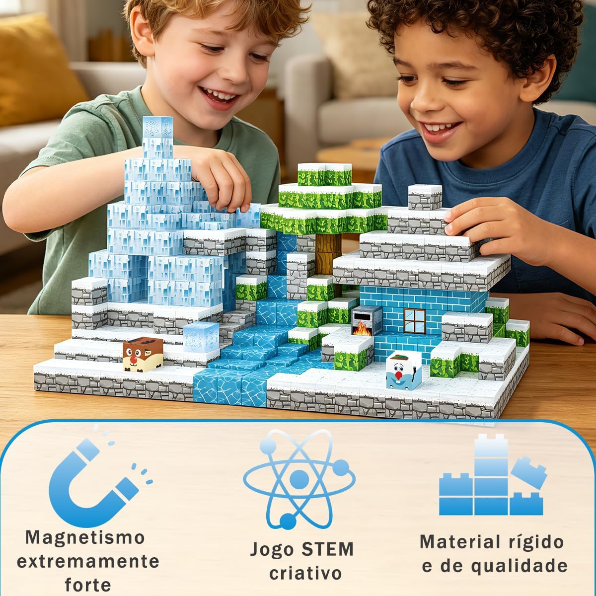 Blocos de Montar Magnéticos Construção Brinquedos Infantil (54 Peças Cubos Magnéticos) - Imagem 2