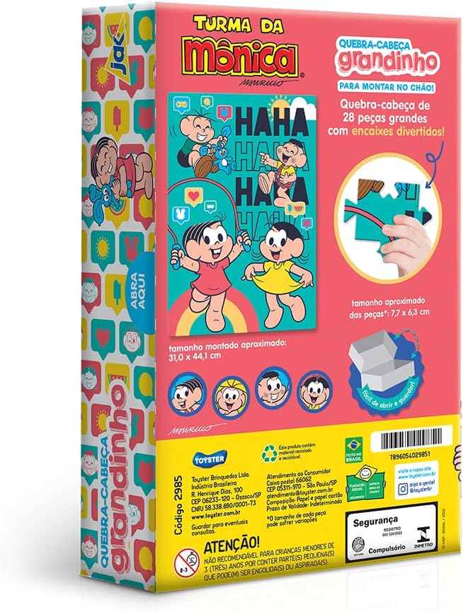 Toyster - Quebra-cabeça Grandinho: Turma da Mônica - 28 peças - JAK - Imagem 2