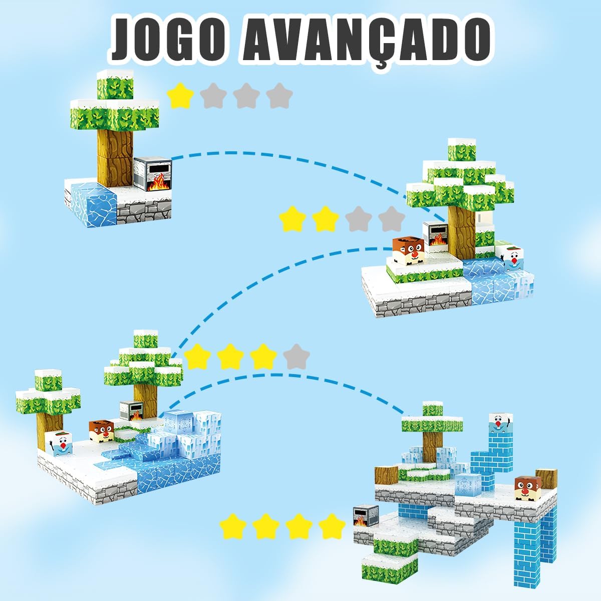 Blocos de Montar Magnéticos Construção Brinquedos Infantil (54 Peças Cubos Magnéticos) - Imagem 6
