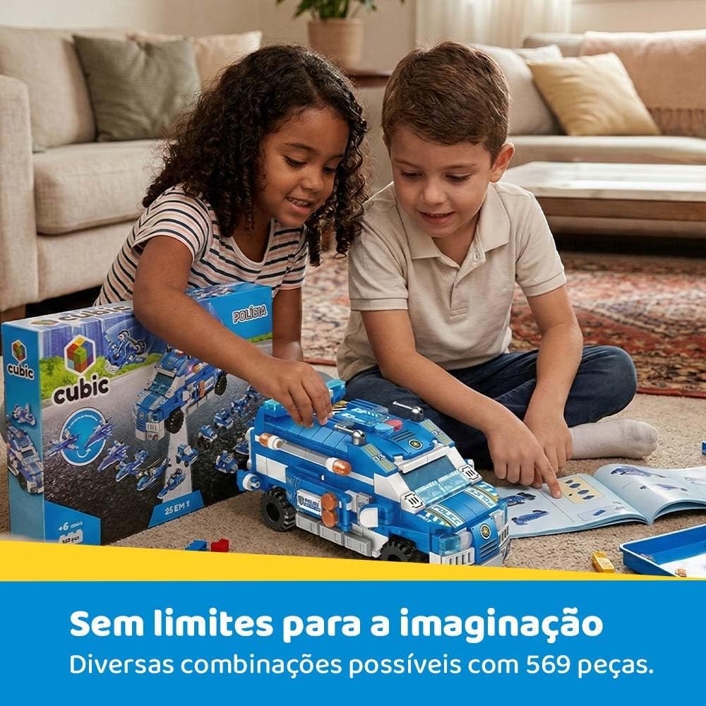 Blocos de Montar Cubic 25 em 1 Pol�cia 569 Pe�as Multikids - BR1619 - Imagem 5