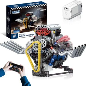 Blocos de Montar de Motor V8 - Kit de Construção de Engenharia para Maiores de 14 Anos （665 peças）