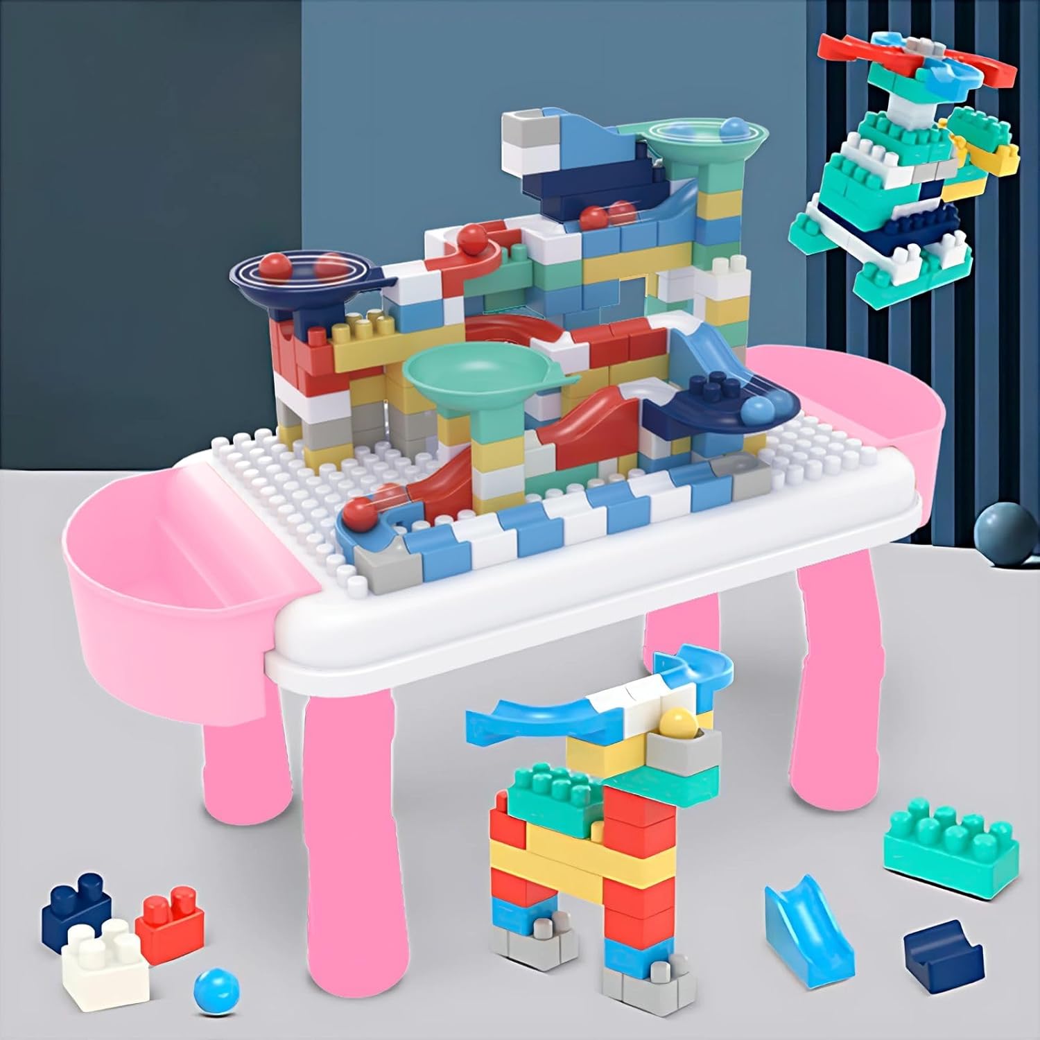 Mesa de Atividades Interativa Educativa Infantil Com Blocos de Montar Coloridos - Imagem 6