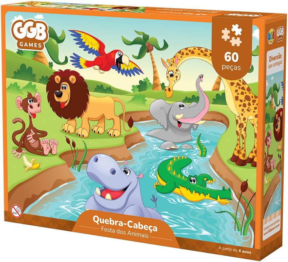 Puzzle Quebra Cabeça Infantil Festa Dos Animais 60 Peças