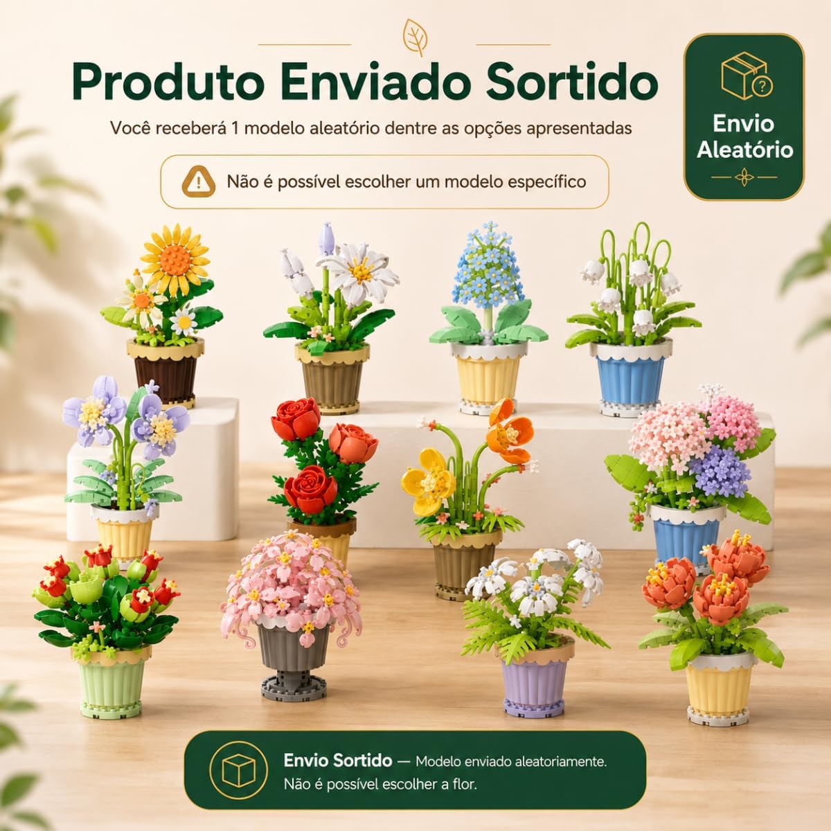 Bloco de Montar Colecionável Flor Decorativa Kidino Envio Sortido de 1 Unidade das 12 Disponíveis Conforme imagens - Imagem 2