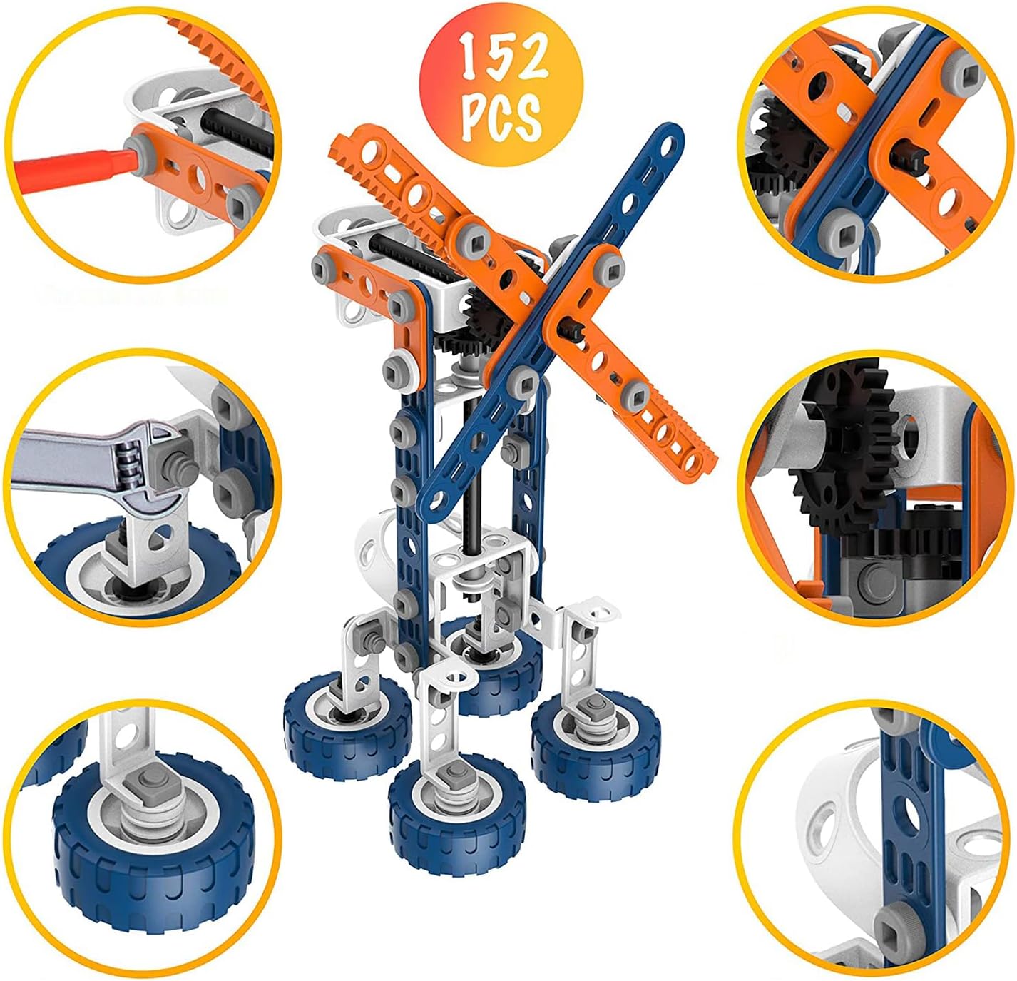 Brastoy Blocos De Construção Conjunto De Aprendizagem Brinquedos STEM Infantil (152 Peças) - Imagem 6