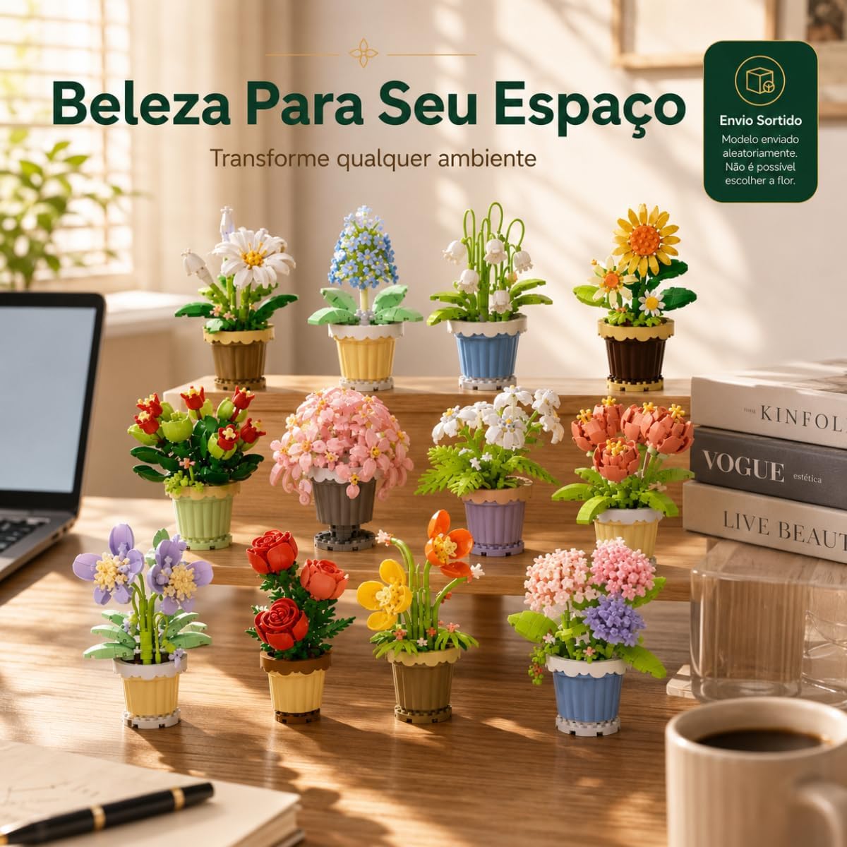 Bloco de Montar Colecionável Flor Decorativa Kidino Envio Sortido de 1 Unidade das 12 Disponíveis Conforme imagens - Imagem 6
