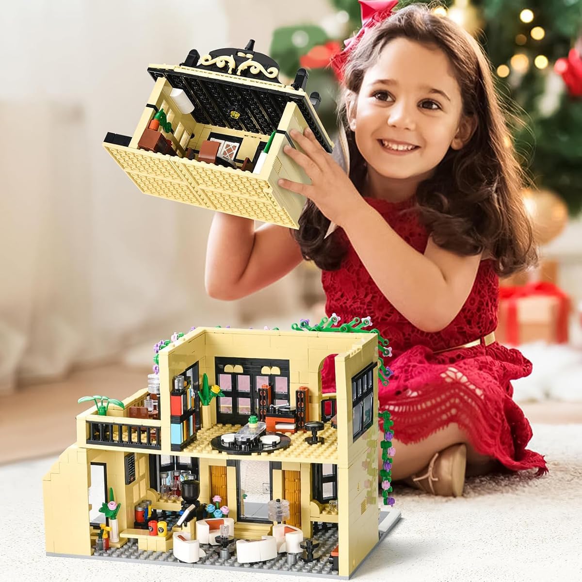 Blocos de Montar Construção Brinquedo STEM Arquitetura Edifício Casa de Café DIY 4.9mm Compatível (1443 Peças) - Imagem 4